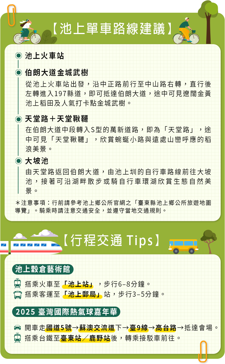 池上單車路線建議