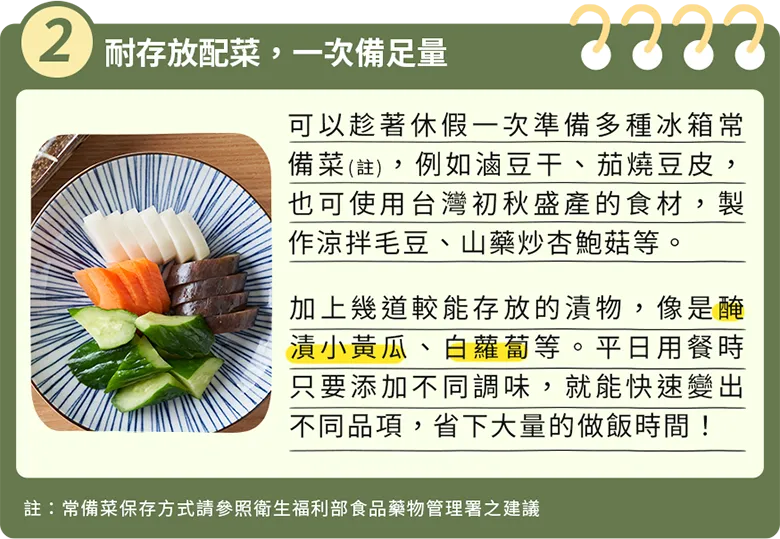 耐存放配菜一次備足量